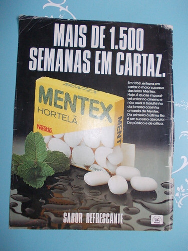 Reprodução de anúncio de balas Mentex numa revista