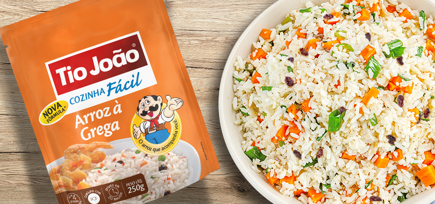 uma foto do arroz de pacotinho da marca “Tio João“