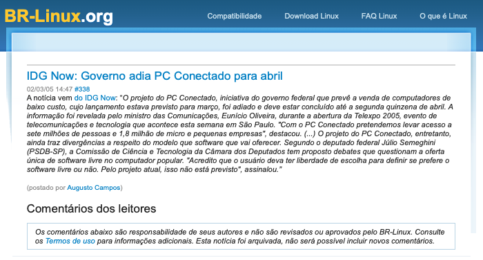Print do conteúdo do link incluído no texto do post acima.