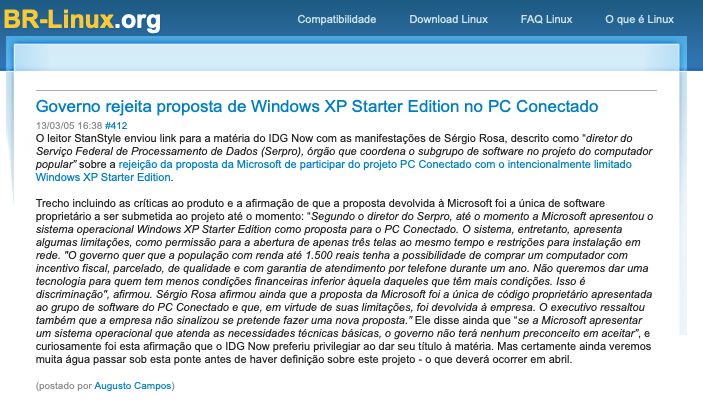 Print do conteúdo do link incluído no texto do post acima.