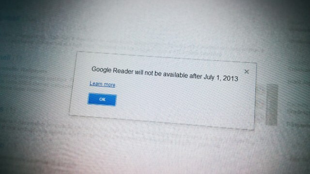 Foto de mensagem na tela alertando para o fim do Google Reader
