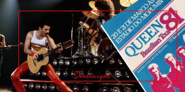 Montagem de foto e cartaz do show do Queen no Brasil em 1981