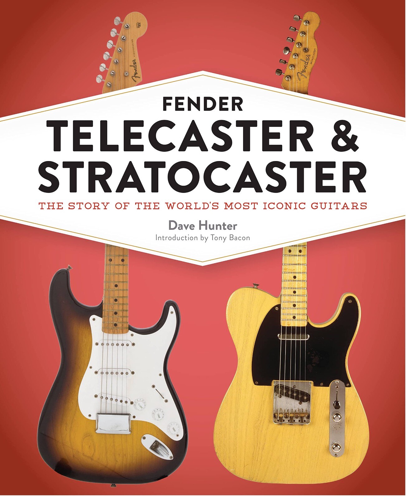 Capa de livro em inglês contando a história das guitarras Stratocaster e Telecaster.