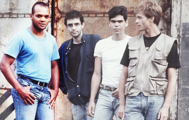 Formação do Legião Urbana, com Renato Rocha à esquerda