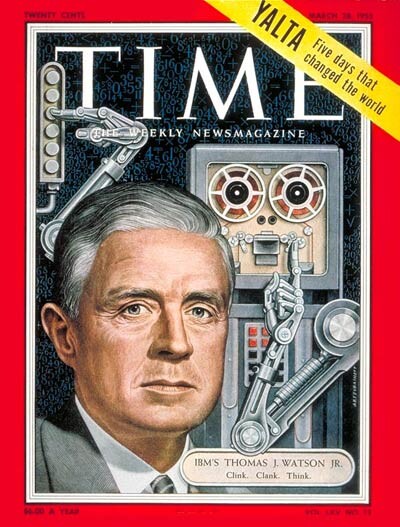 Capa da Time com o rosto do presidente da IBM em 1955