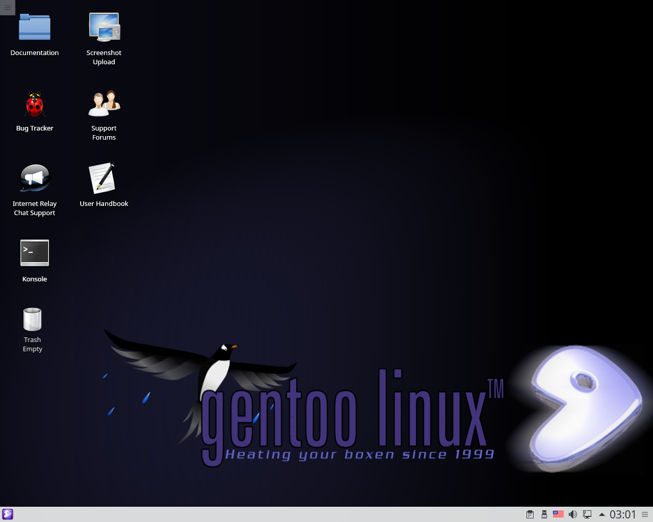 Print de um desktop clássico com Gentoo. 