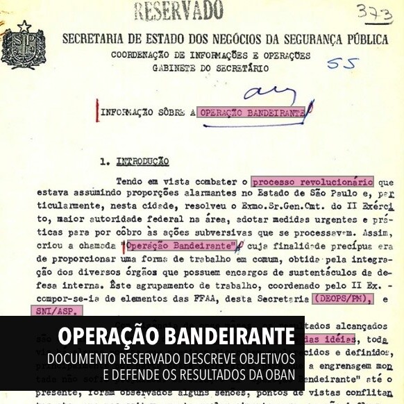 Documento reservado dos anos 1960 descreve a OBAN