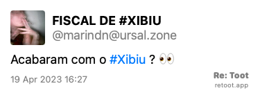 Post by FISCAL DE #XIBIU. “Acabaram com o #Xibiu ? 👀“ Posted on 19 Apr 2023 16:27