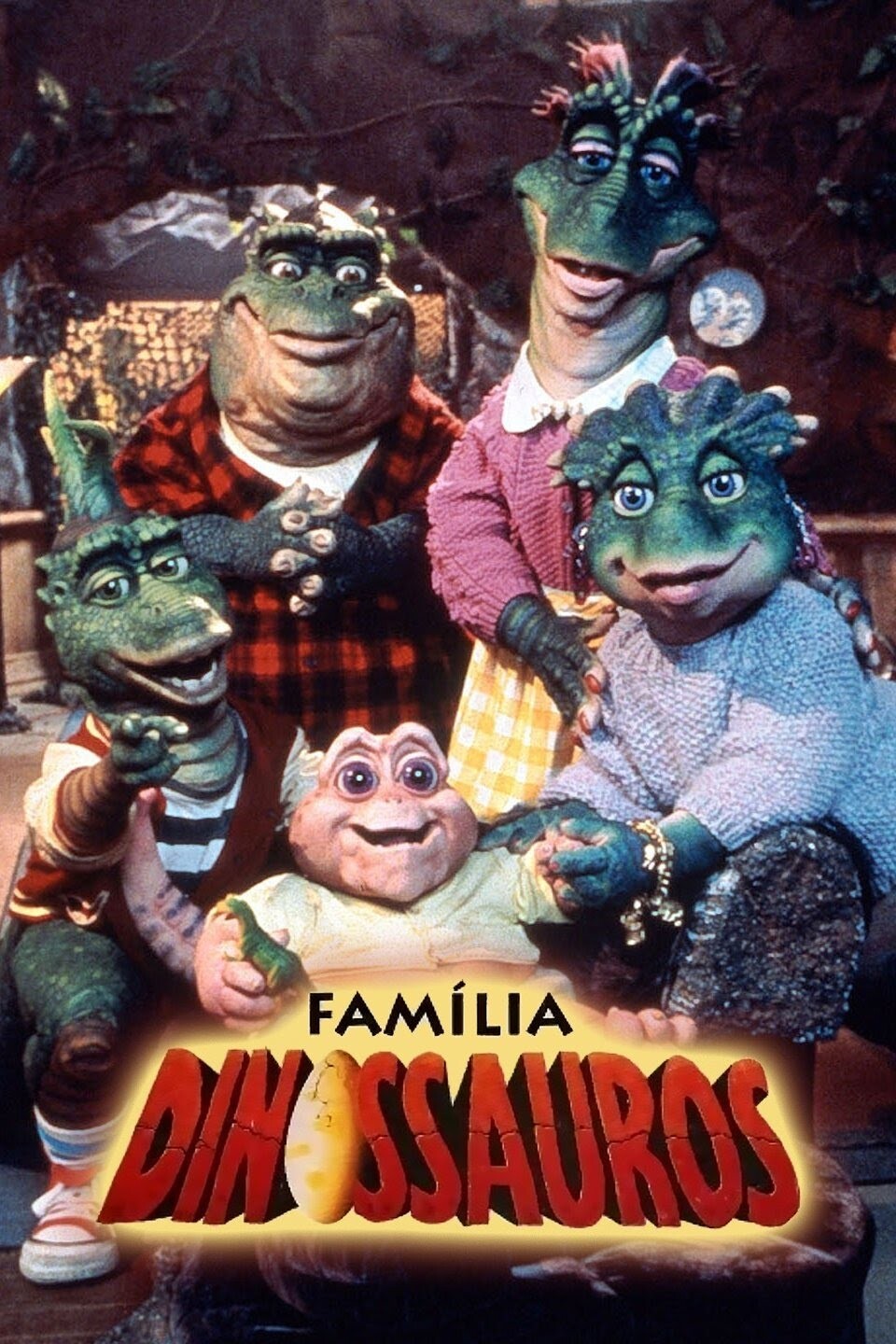 Imagem promocional da Família Dinossauro mostrando os personagens