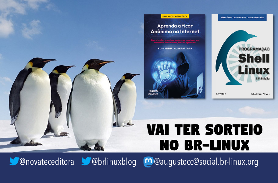 banner do sorteio mostrando as capas dos 2 livros em um cenário de pinguins