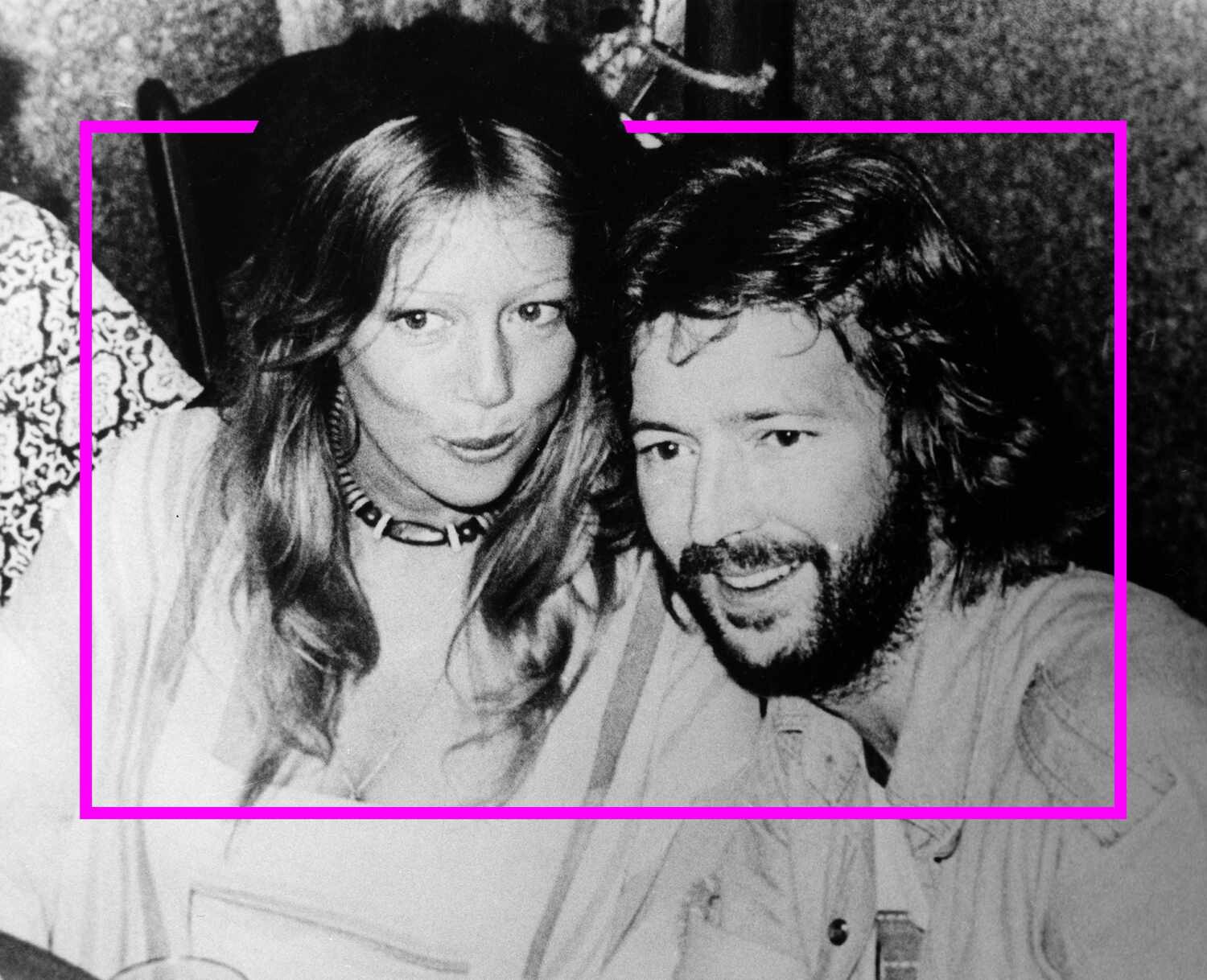 Foto em preto e branco de Patti Boyd e Eric Clapton