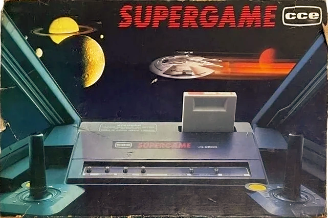 arte de anúncio mostrando o VG-2800, controles e uma cena espacial