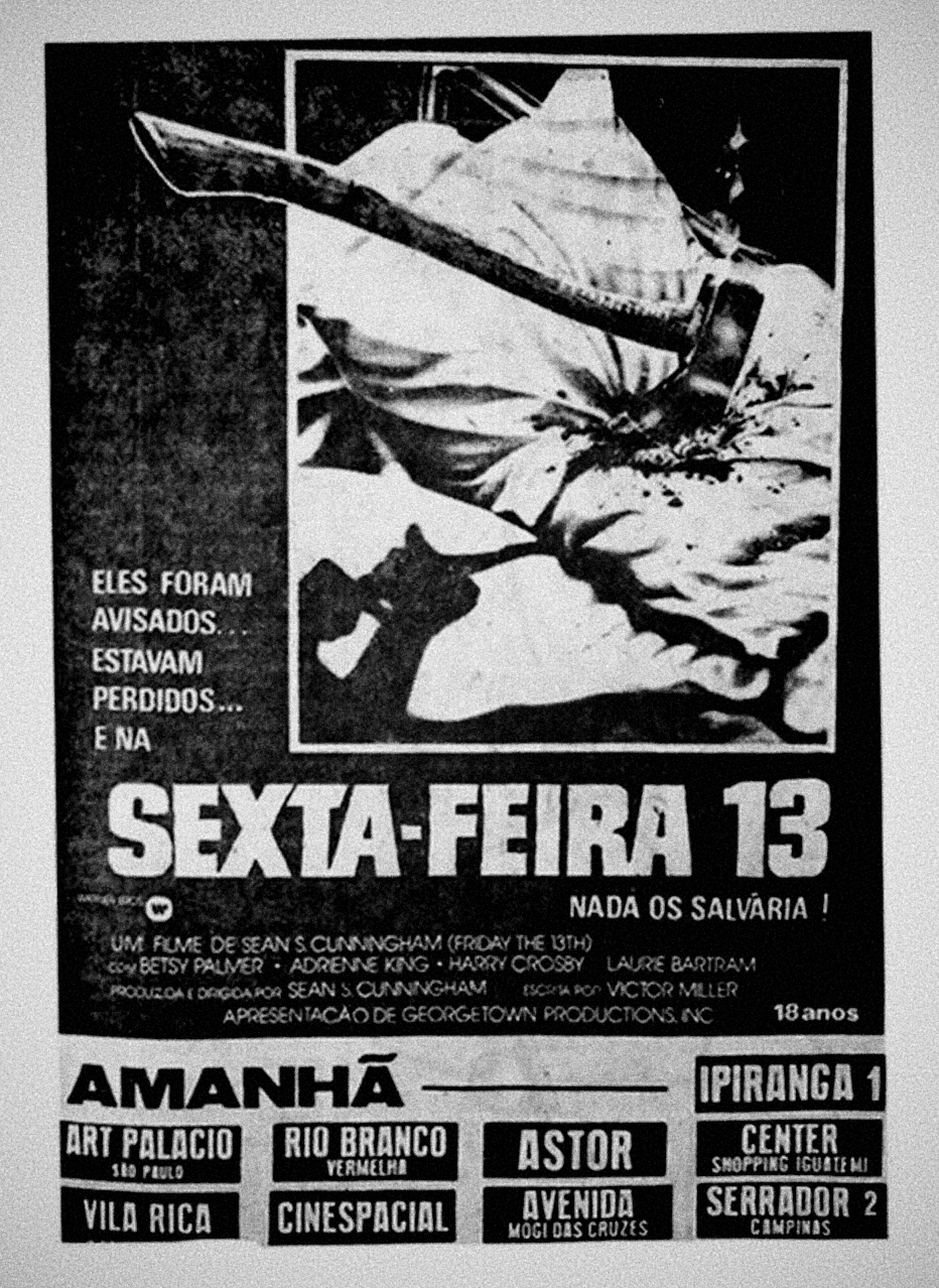 Anúncio de jornal da primeira Sexta-Feira 13 dos cinemas