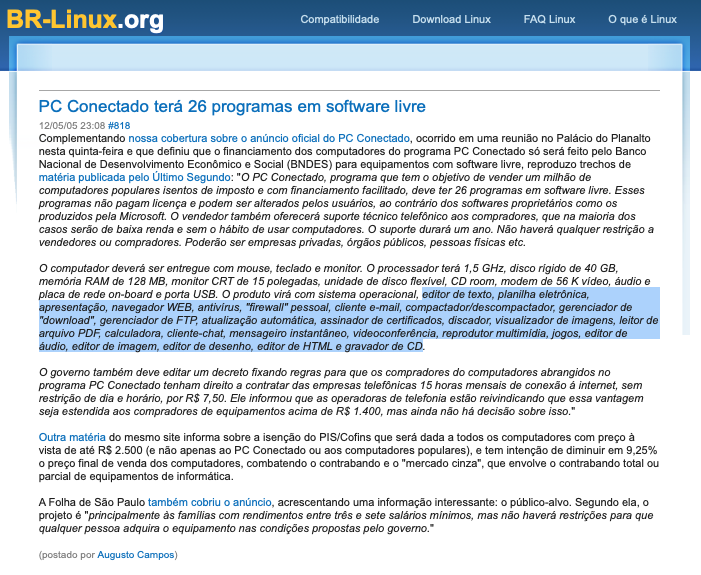 Print do conteúdo do link incluído no texto do post acima.