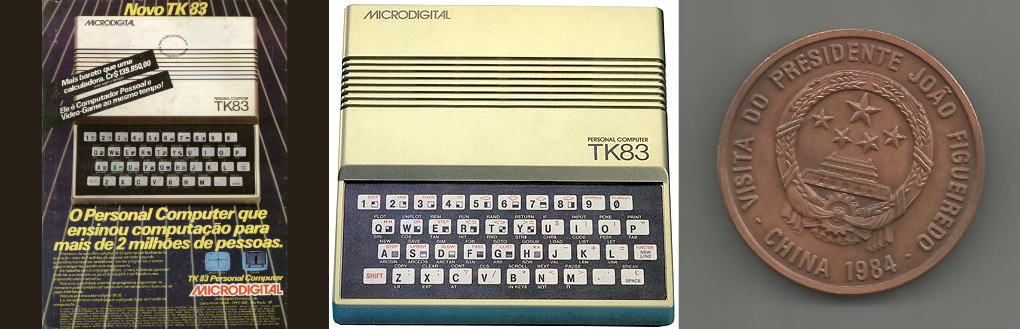 Anúncio do TK 83 e uma medalha comemorativa da visita presidencial à China