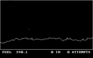 Tela do Lunar Landing, em que o módulo lunar é um ponto, e a superfície de pouso é uma linha.