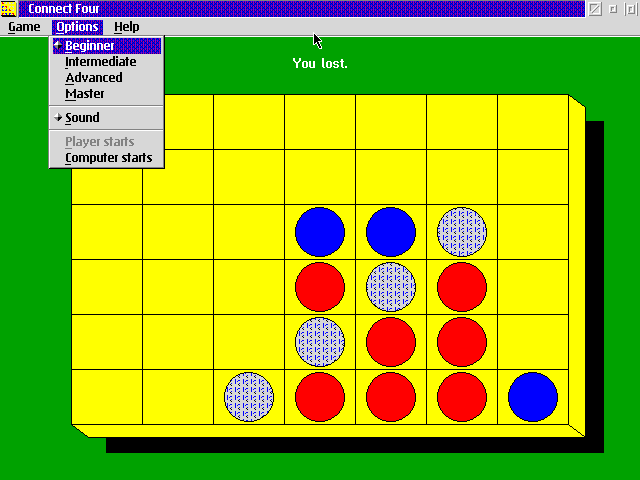 Tela do Connect Four, no OS/2