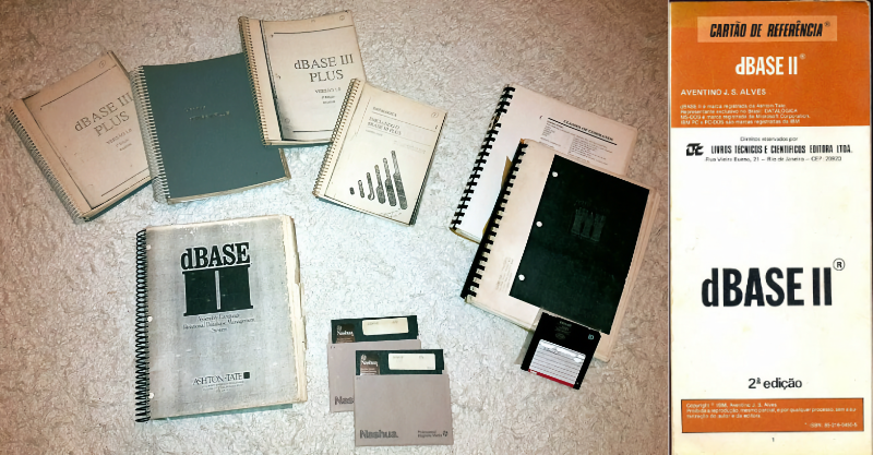 Manuais, disquetes e cartão de referência do dBASE II