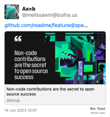 Post by Ax=b. “github.com/readme/featured/ope…“ Posted on 14 Jun 2023 10:07