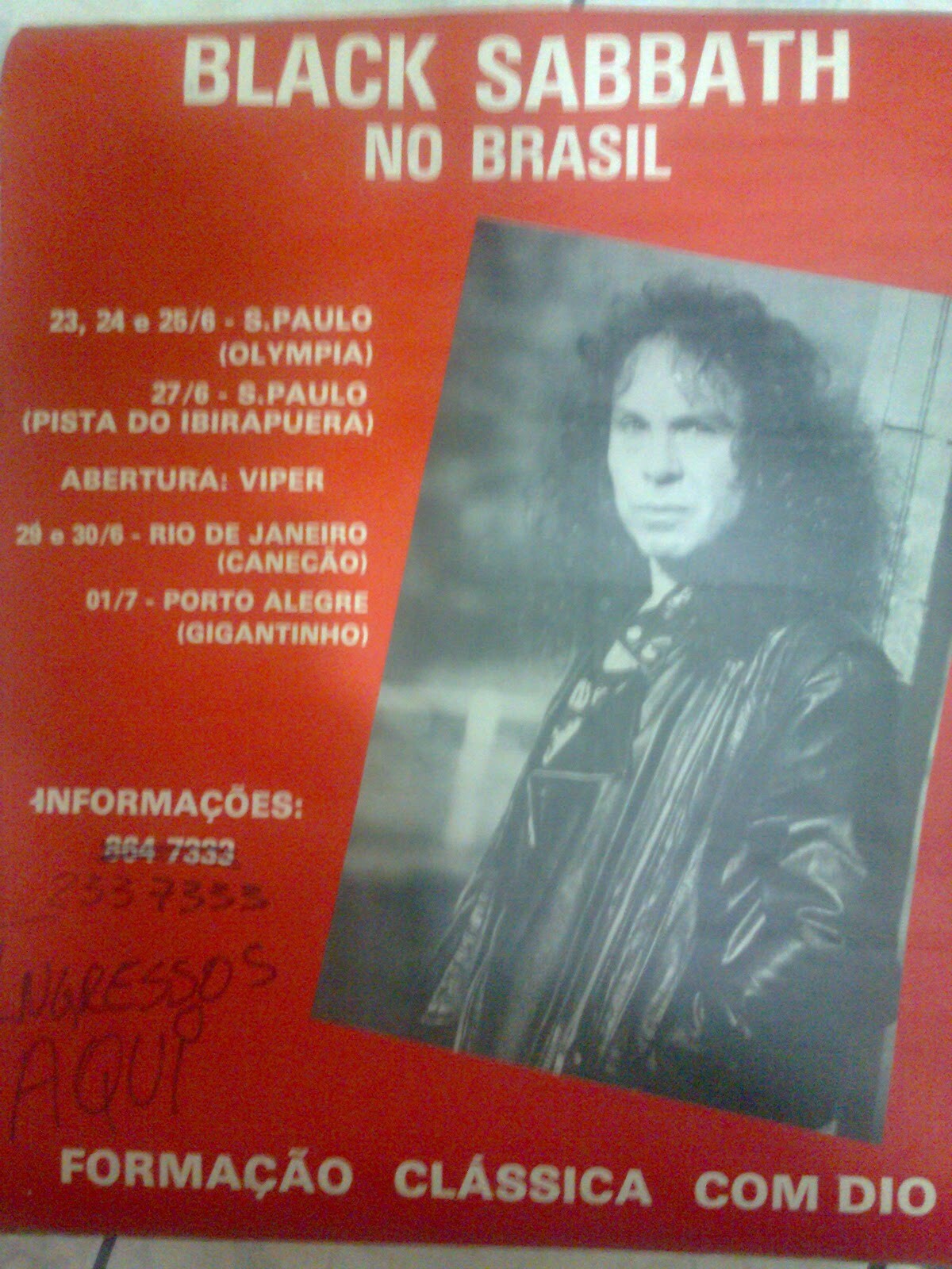 Cartaz de venda de ingressos da turnê de 1992 no Brasil
