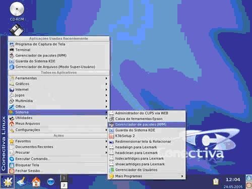 print de ambiente gráfico do Conectiva 10