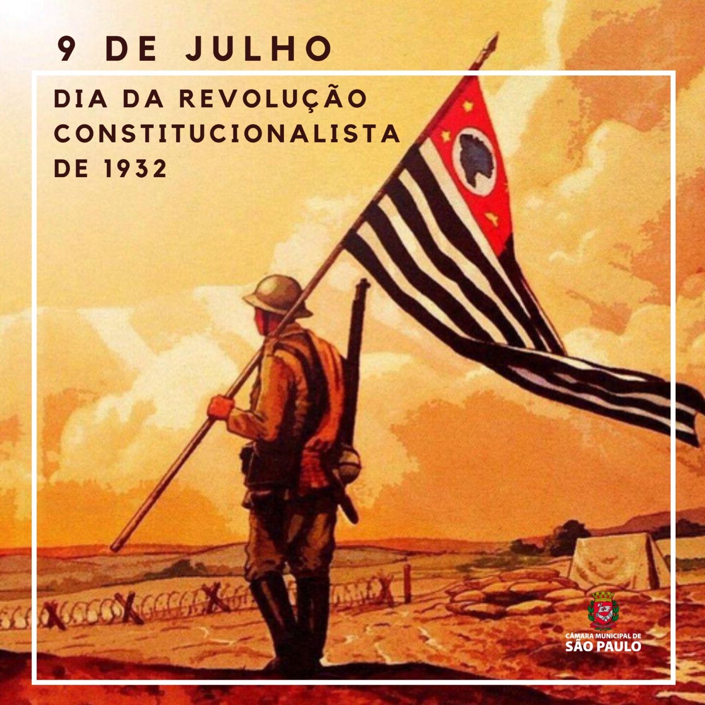 Banner da Câmara Municipal de SP alusivo à data da Revolução