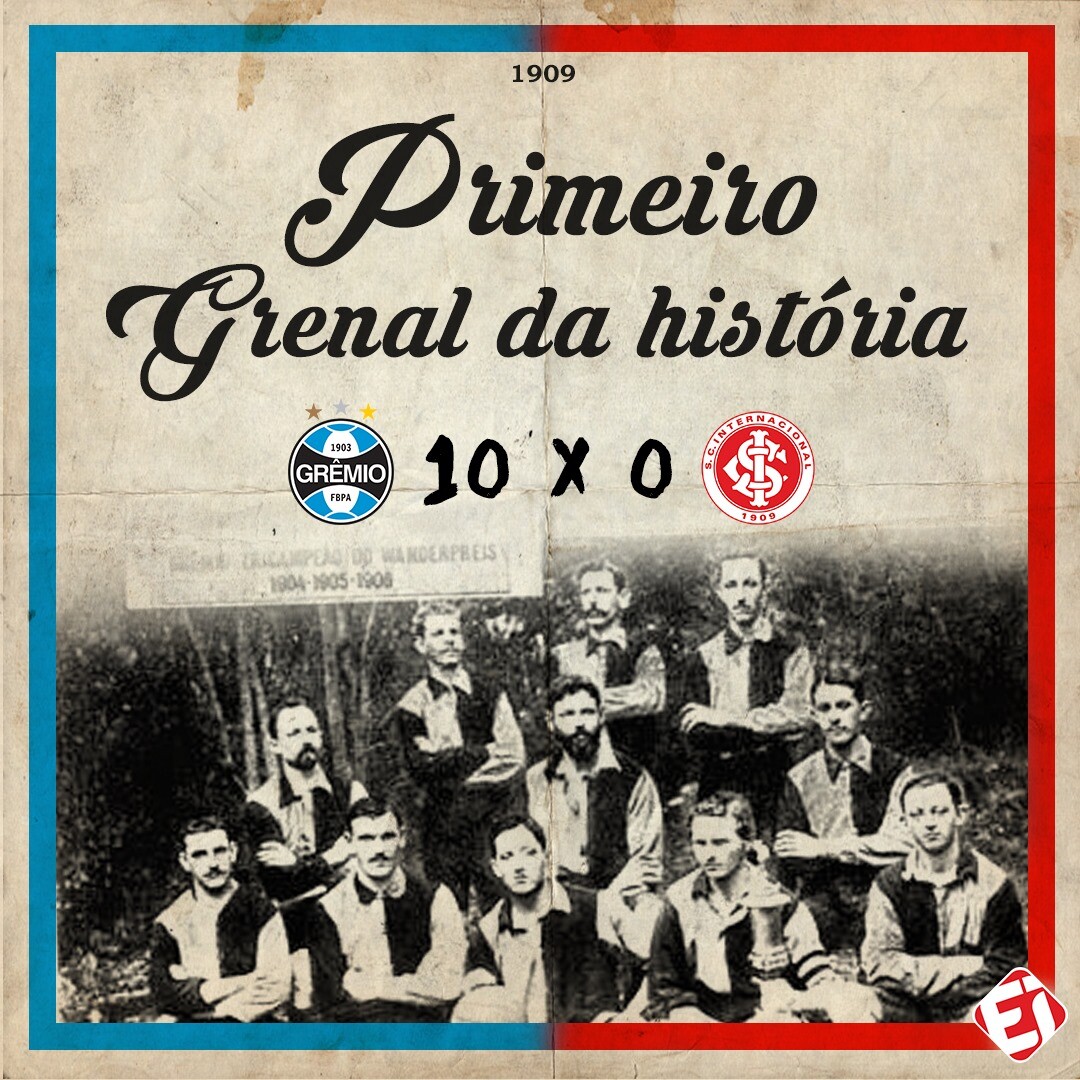 Banner alusivo ao placar de 10 x 0 do primeiro grenal da história