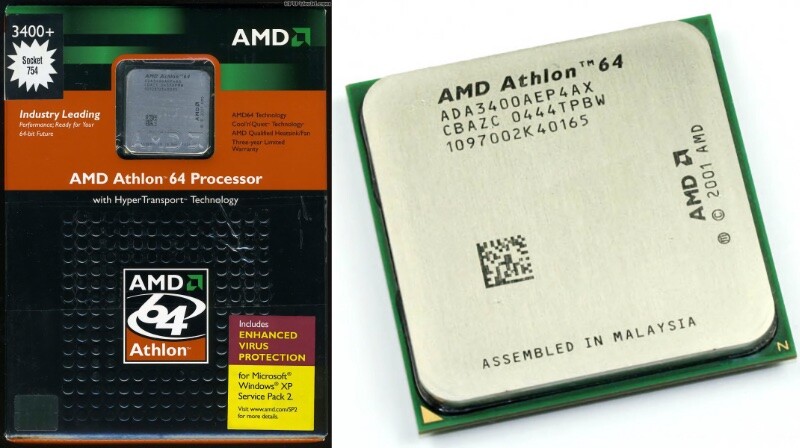 Athlon 64 3400+ com e sem a embalagem encartelada