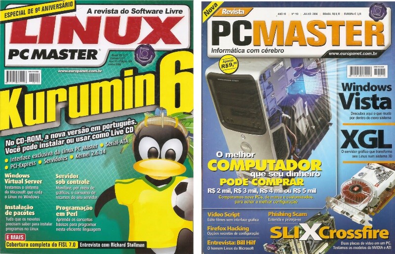 Capas da última edição como Linux PC Master e da primeira com o retorno ao título PC Master