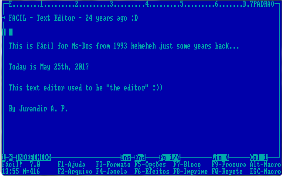 Tela do Fácil 7.0 para DOS