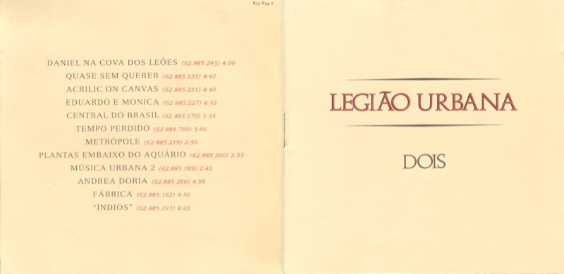 Lista de faixas e capa do CD “Dois“