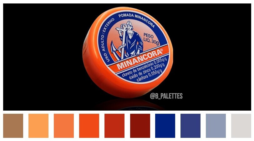 Referência de cores da embalagem da pomada Minâncora