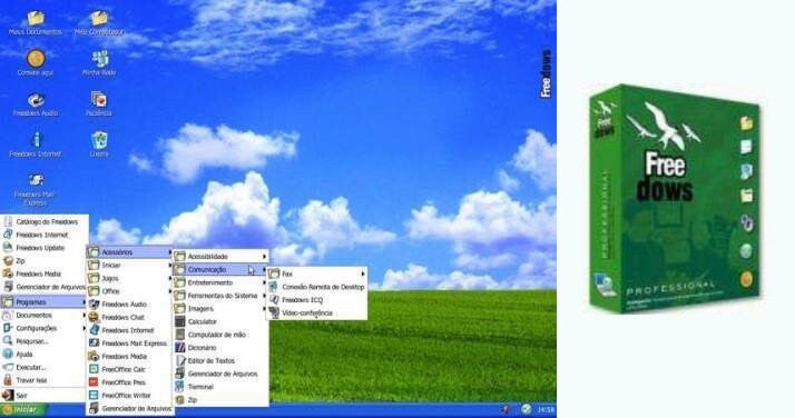 Desktop e caixa do Freedows