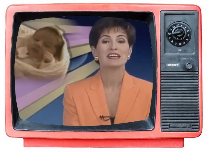 Sasha, recém-nascida, no noticiário nacional