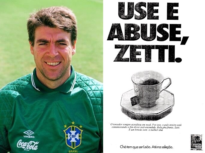 O goleiro Zetti e anúncio do Chá Real com o título: Use e Abuse, Zetti