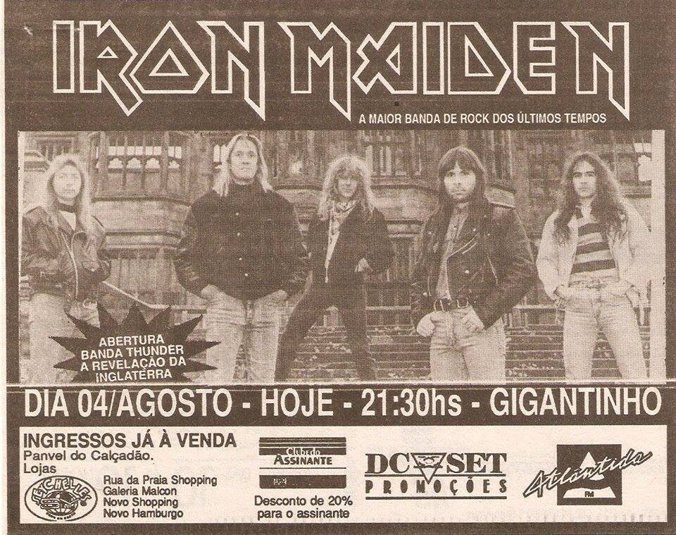 Impresso de divulgação do show do Iron Maiden em Porto Alegre em 1992