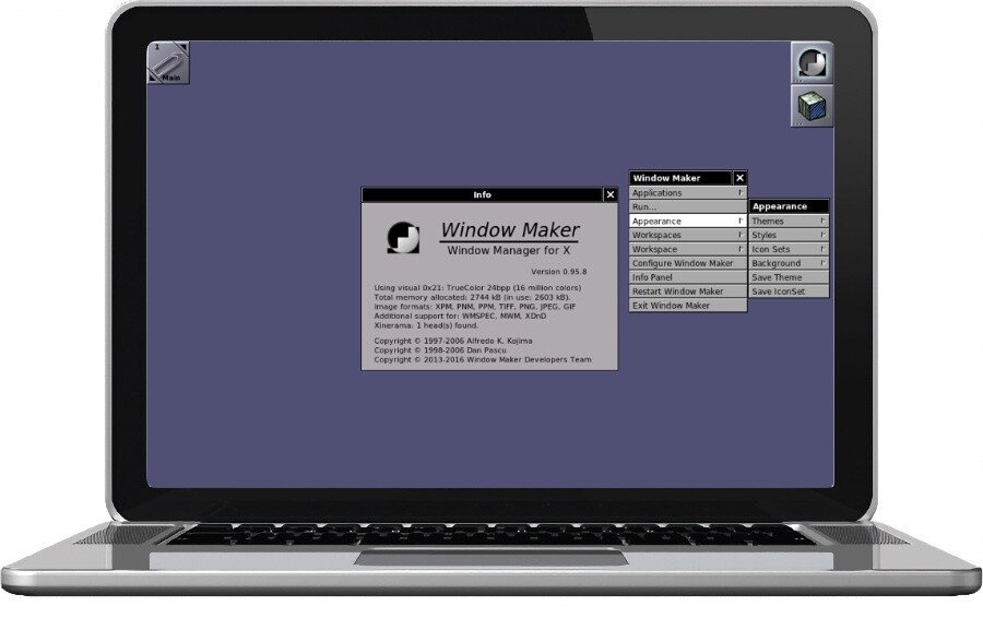 Tela inicial do WindowMaker 0.95.8