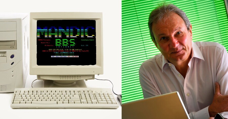 Tela do Mandic BBS e foto de Aleksandar Mandic