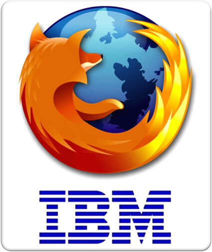 Logos do Firefox e da IBM na época