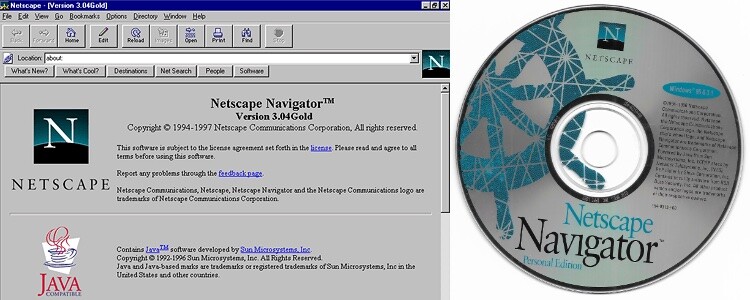 Tela e CD do Netscape 3