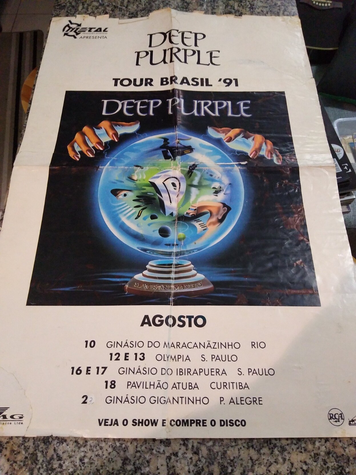 Cartaz da turnê do Deep Purple pelo Brasil em 1991