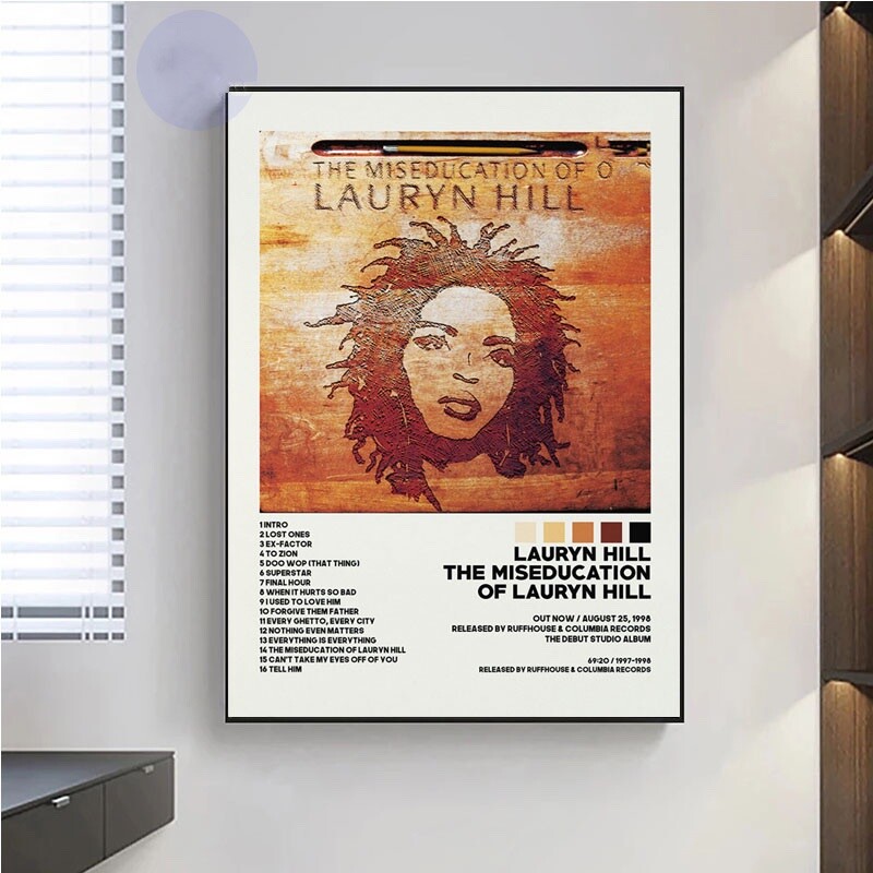 Poster com capa e lista das faixas de The Miseducation of Lauryn Hill