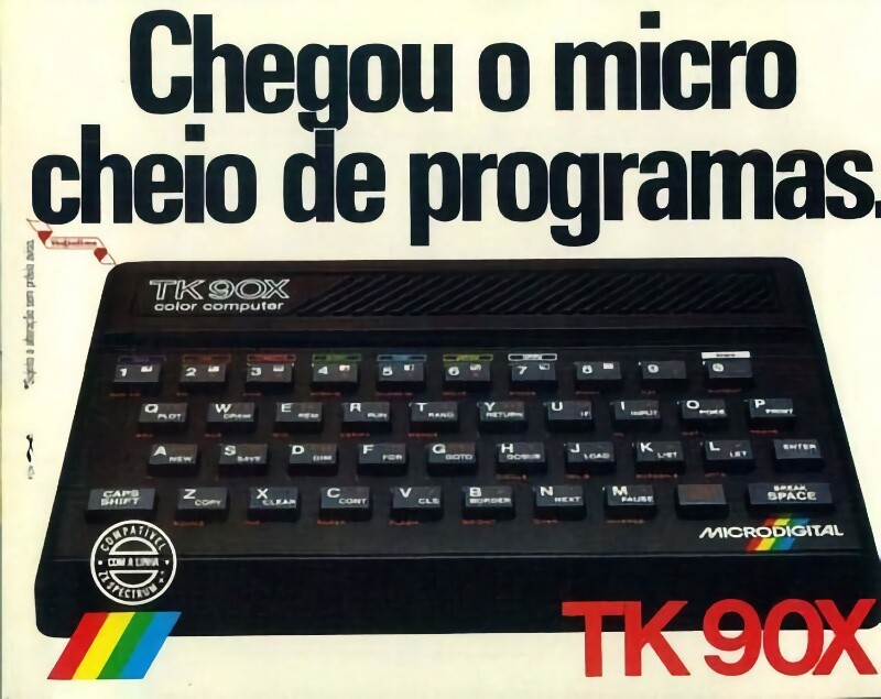 Anúncio do TK90X com o slogan “Chegou o micro cheio de programas“