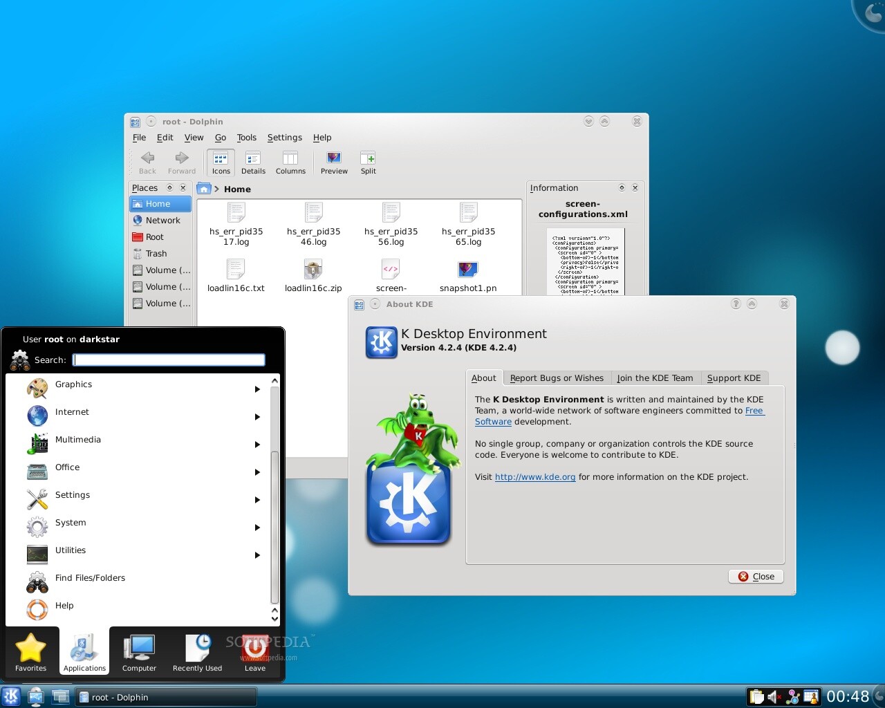 Desktop do KDE no Slackware 13