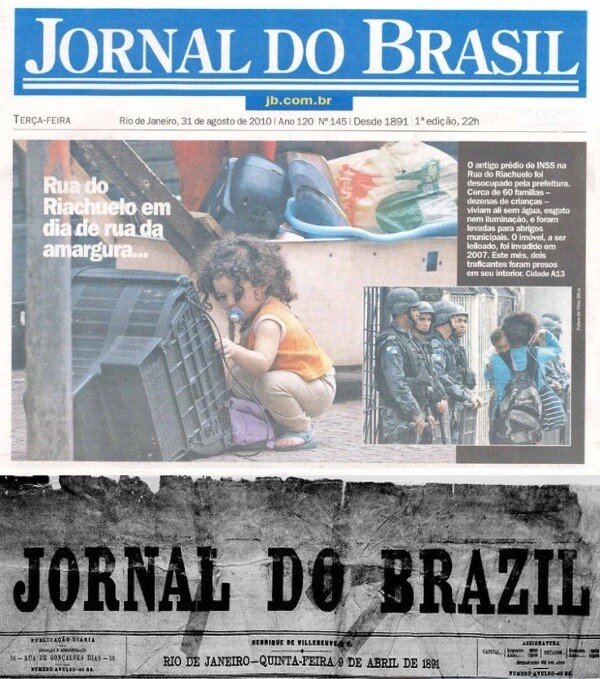 A última capa impressa de 2015, e fragmento de uma capa do século XIX