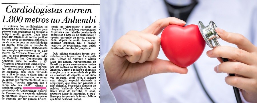 Matéria de jornal com o título: Cardiologistas correm 1800 metros no Anhembi