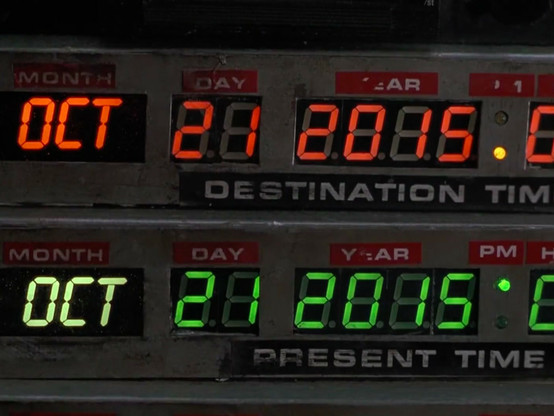 O mostrador de data do DeLorean mostrando 21 de outubro de 2015