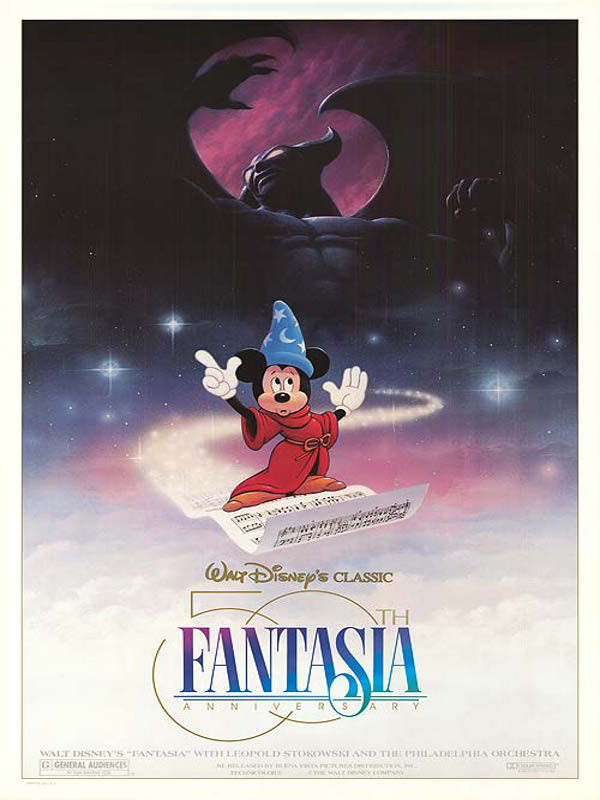 Cartaz da edição de cinquentenário de Fantasia, com destaque para o segmento do Aprendiz de Feiticeiro.