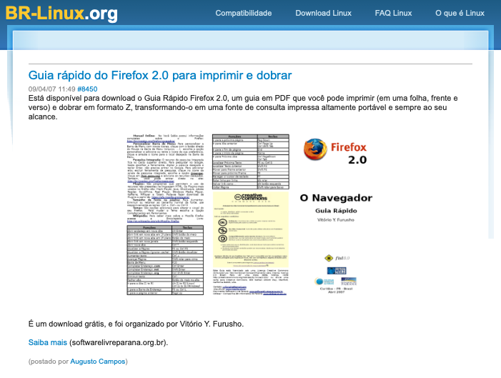 Print do Guia do Firefox 2.0 elaborado pelo Vitório.