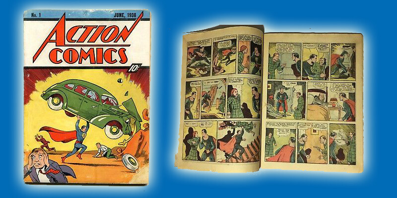 Capa e interior da revista Action Comics n. 1